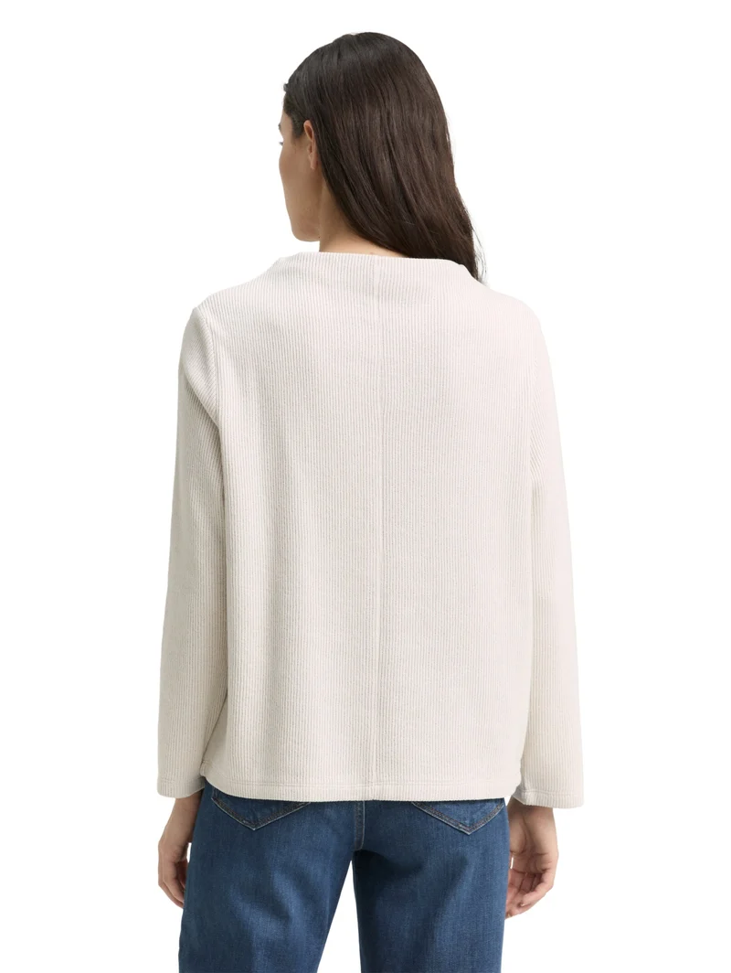 Sweatshirt mock neck, sand stone beige melange