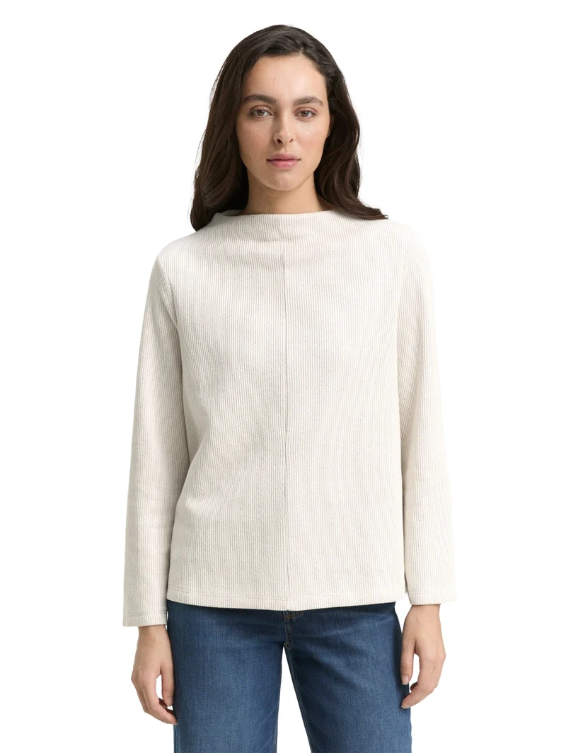 Sweatshirt mock neck, sand stone beige melange
