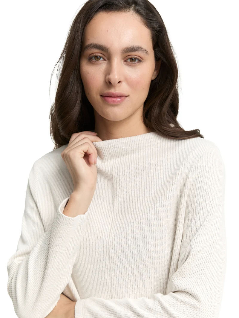 Sweatshirt mock neck, sand stone beige melange