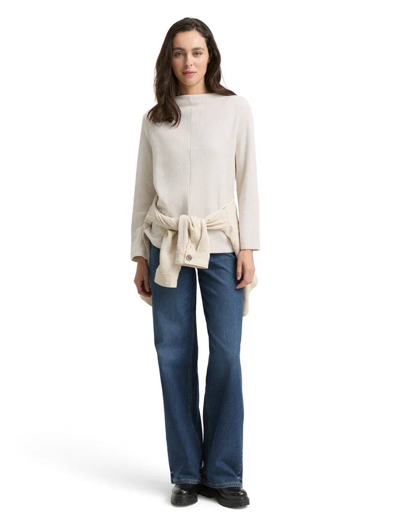 Sweatshirt mock neck, sand stone beige melange