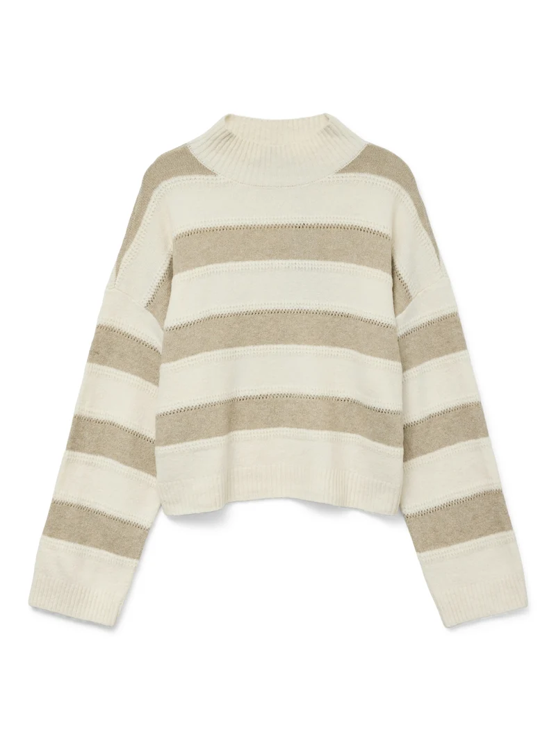 VMINEZ LS HIGHNECK SHORT PULLOVER B, Birch/W. SILVER MINK