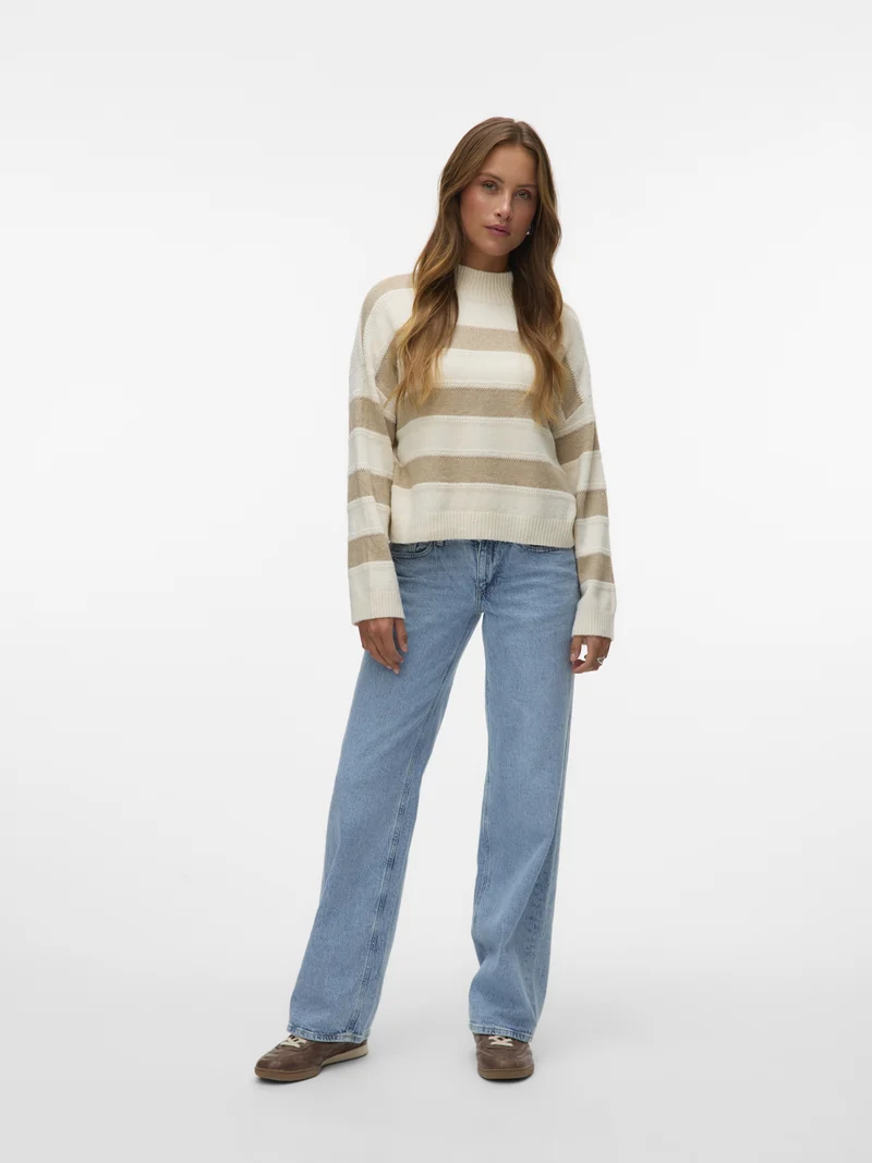 VMINEZ LS HIGHNECK SHORT PULLOVER B, Birch/W. SILVER MINK