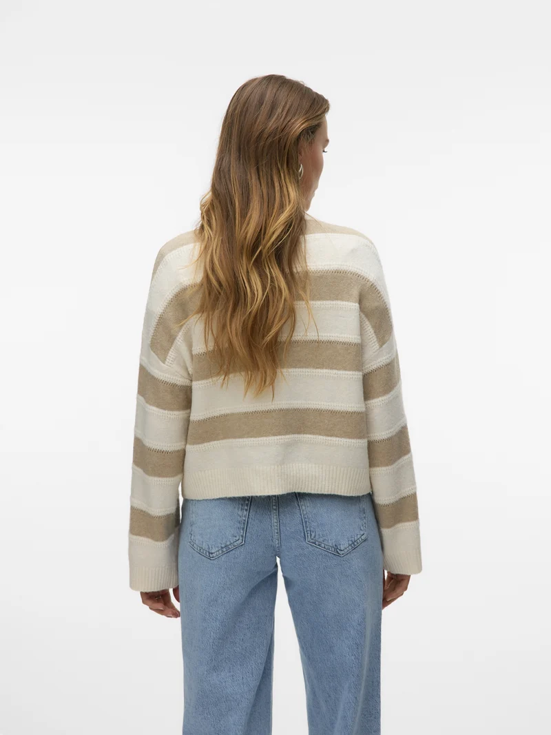 VMINEZ LS HIGHNECK SHORT PULLOVER B, Birch/W. SILVER MINK