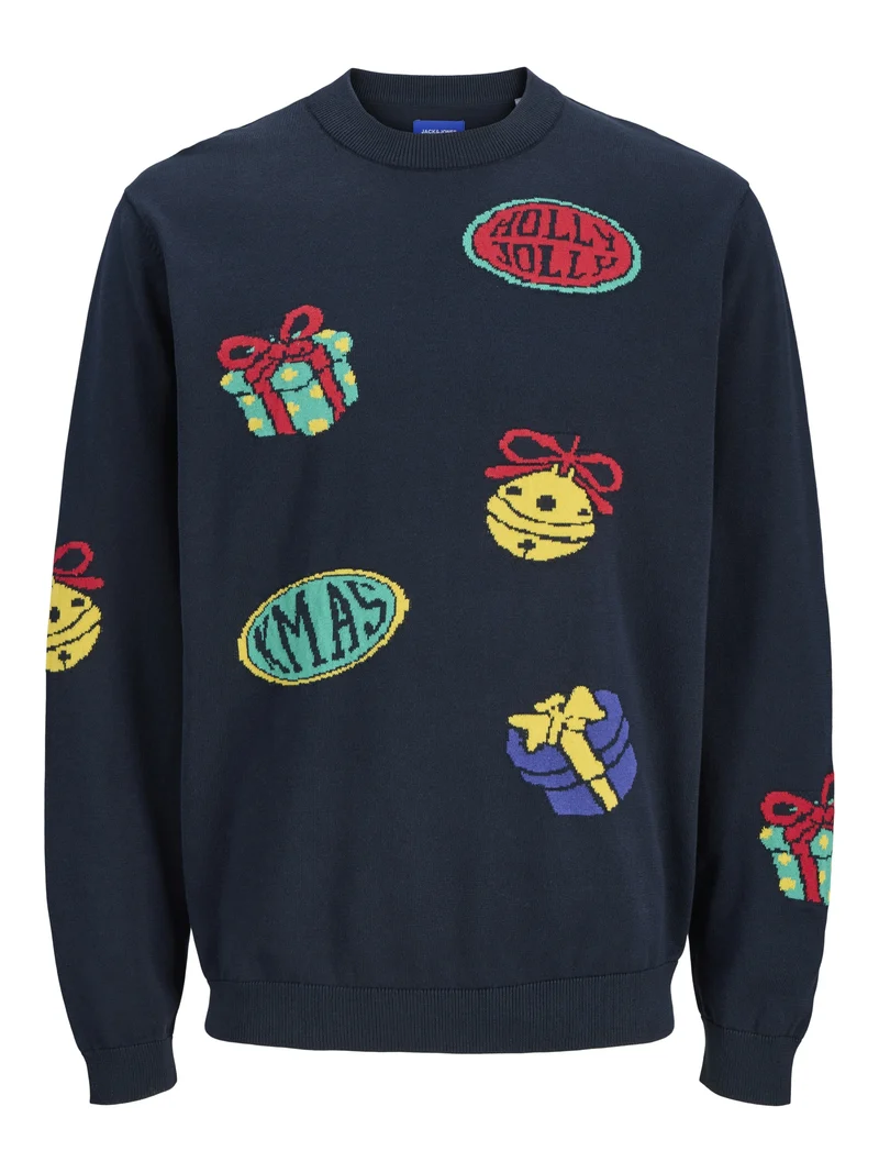 JORHOLIDAY KNIT CREW NECK, Sky Captain