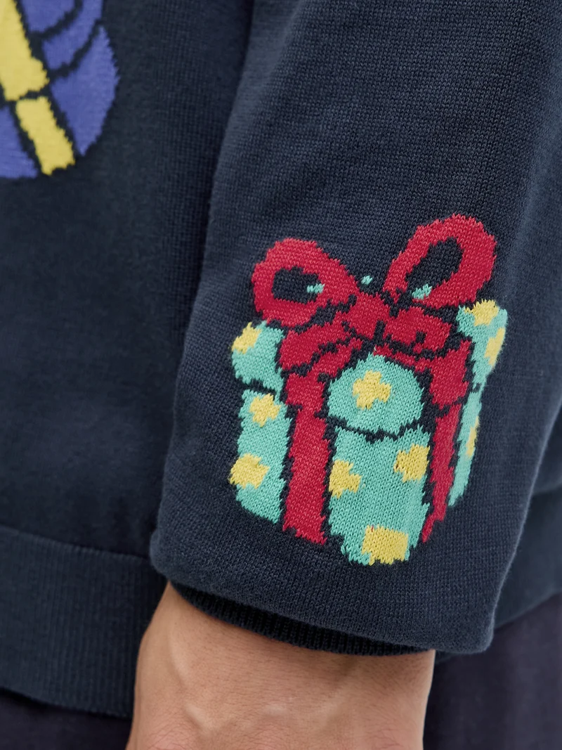 JORHOLIDAY KNIT CREW NECK, Sky Captain