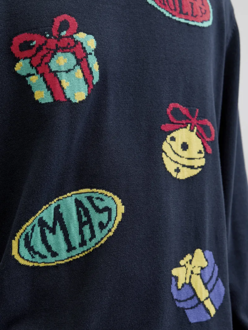 JORHOLIDAY KNIT CREW NECK, Sky Captain