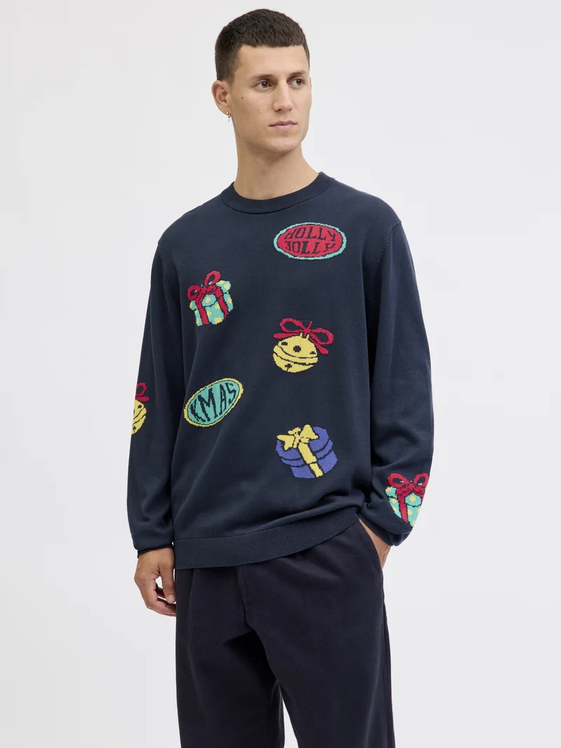 JORHOLIDAY KNIT CREW NECK, Sky Captain