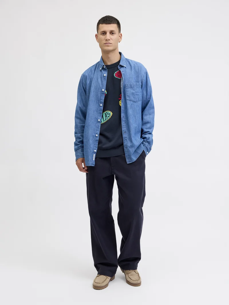 JORHOLIDAY KNIT CREW NECK, Sky Captain