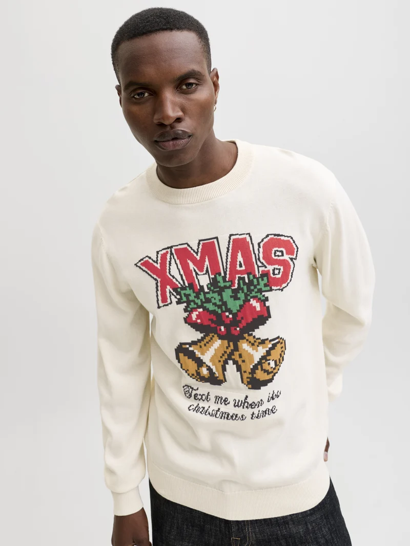 JORHOLIDAY KNIT CREW NECK, Sea Salt
