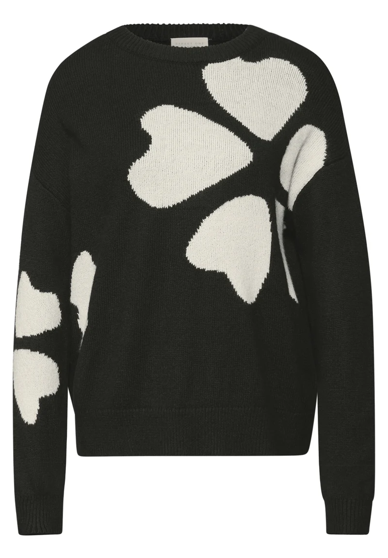 intarsia sweater, Black