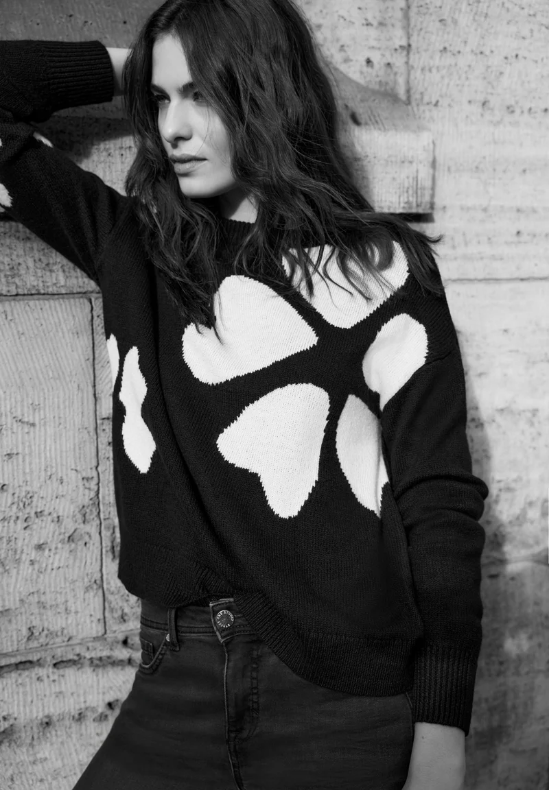 intarsia sweater, Black