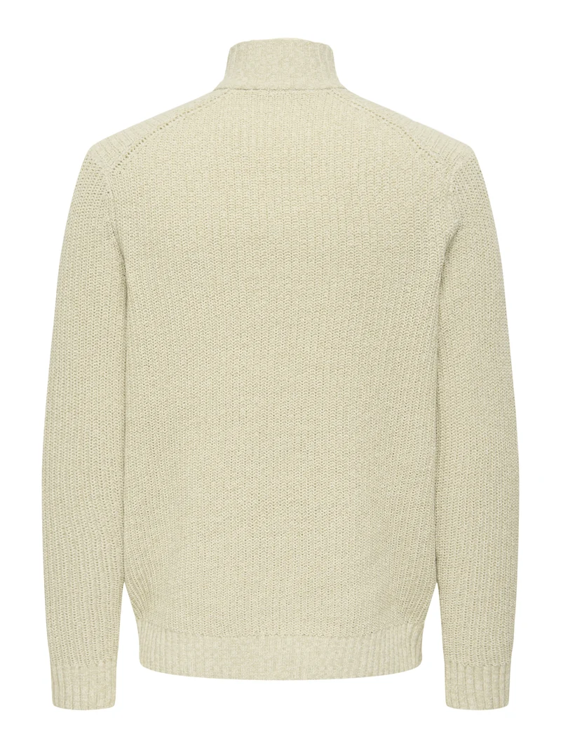 ONSJOIN REG LS HIGH NECK KNIT CAMP, Egret/MOONSTRUCK
