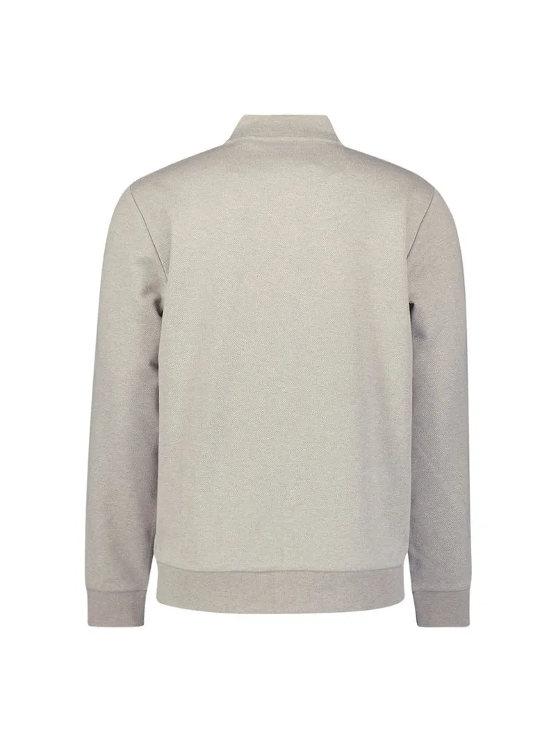 Sweater Full zip College Collar Twill Relief, Sand