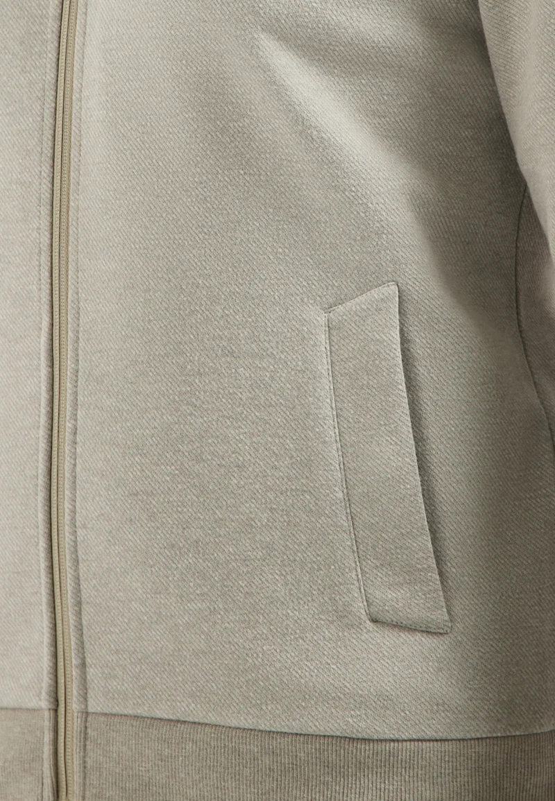 Sweater Full zip College Collar Twill Relief, Sand
