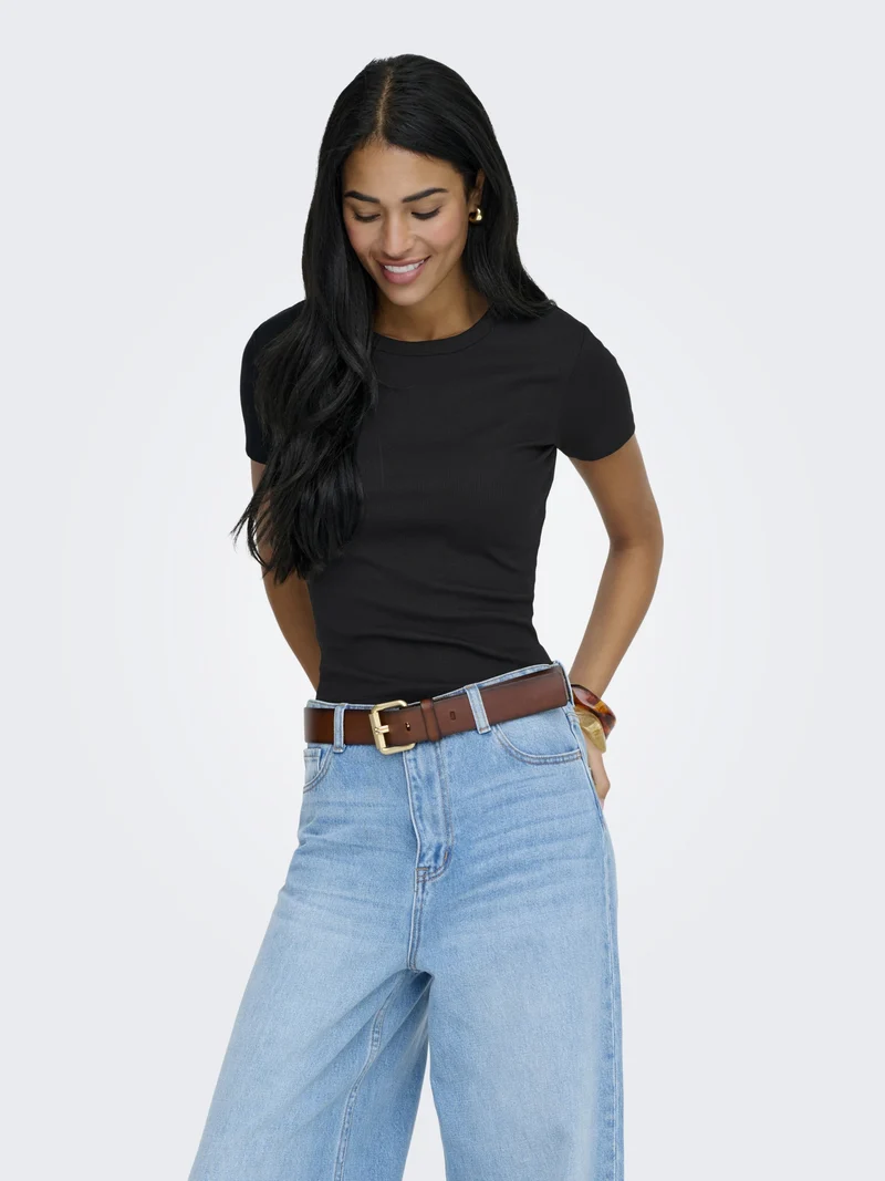 ONLVAL S/S O-NECK TOP JRS, Black