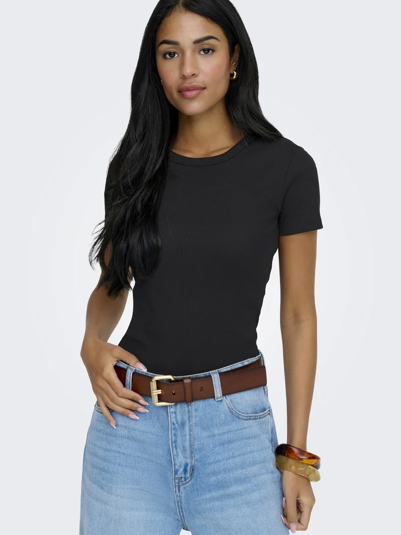 ONLVAL S/S O-NECK TOP JRS, Black