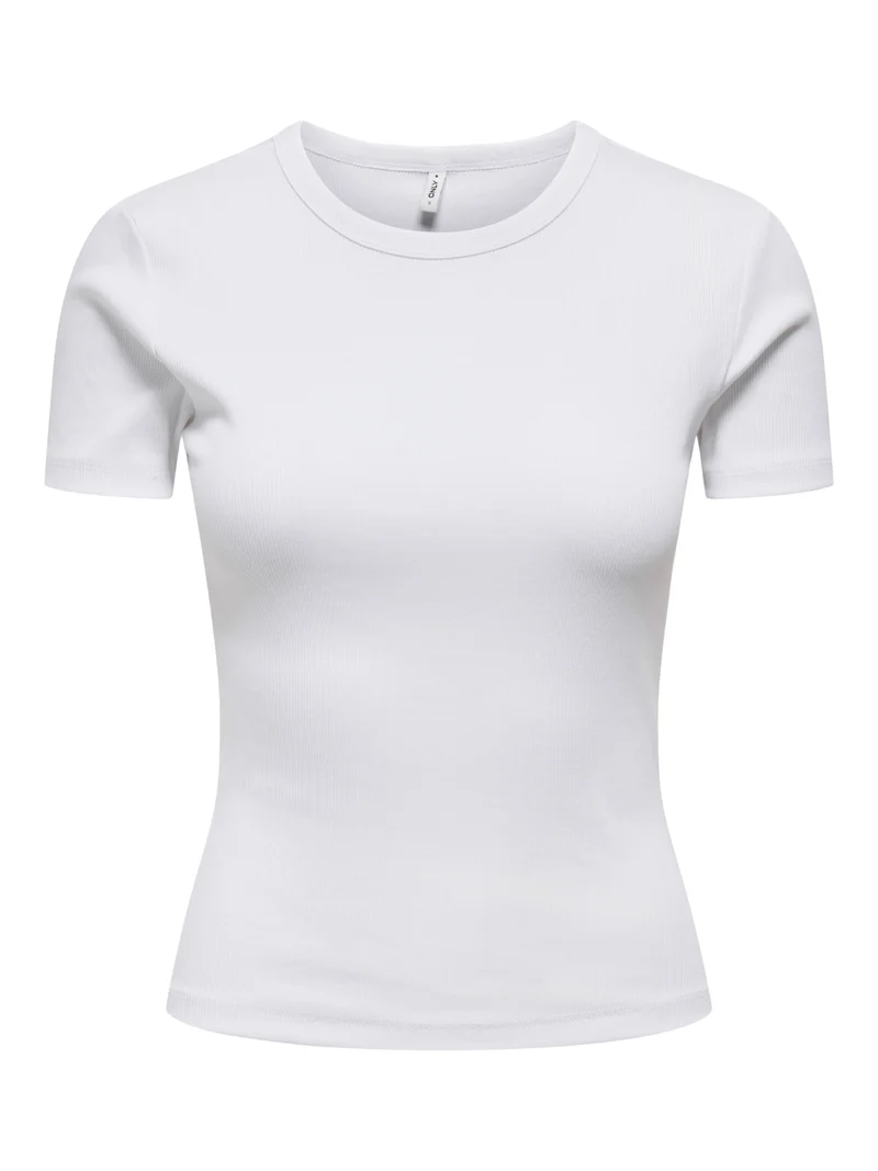 ONLVAL S/S O-NECK TOP JRS, Bright White