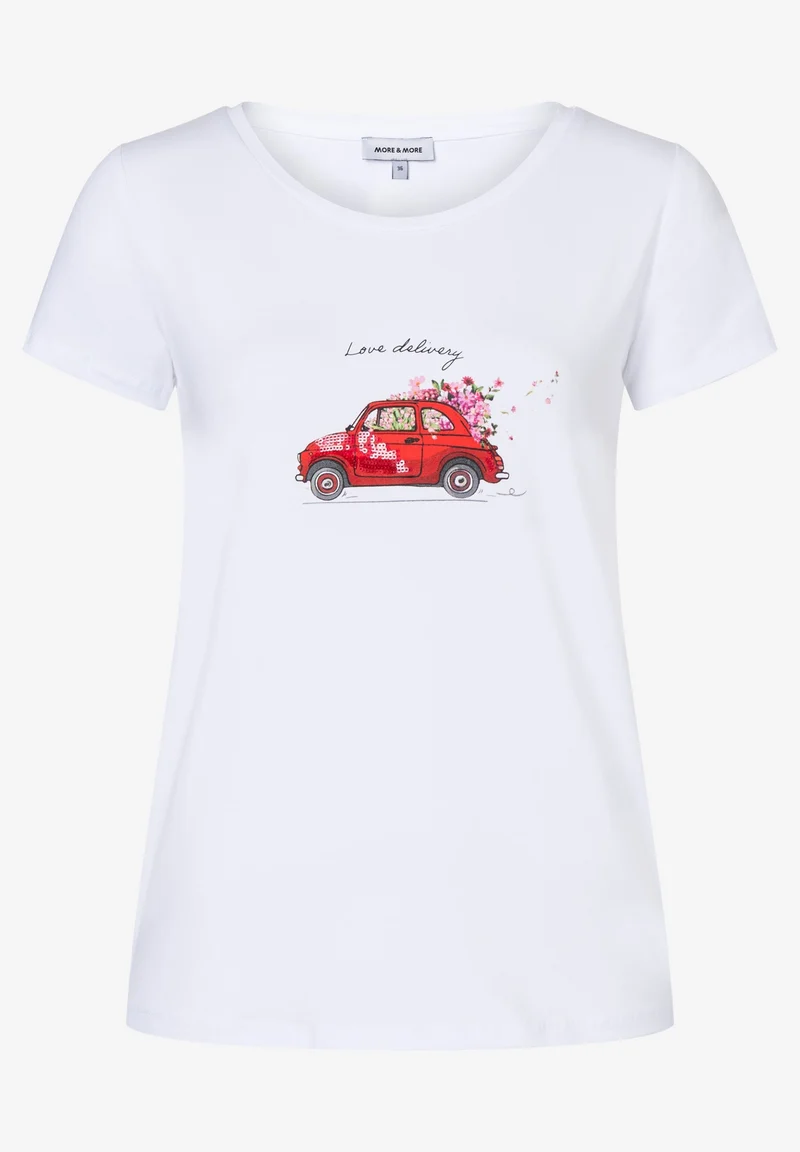 T-Shirt with Placement Print, white