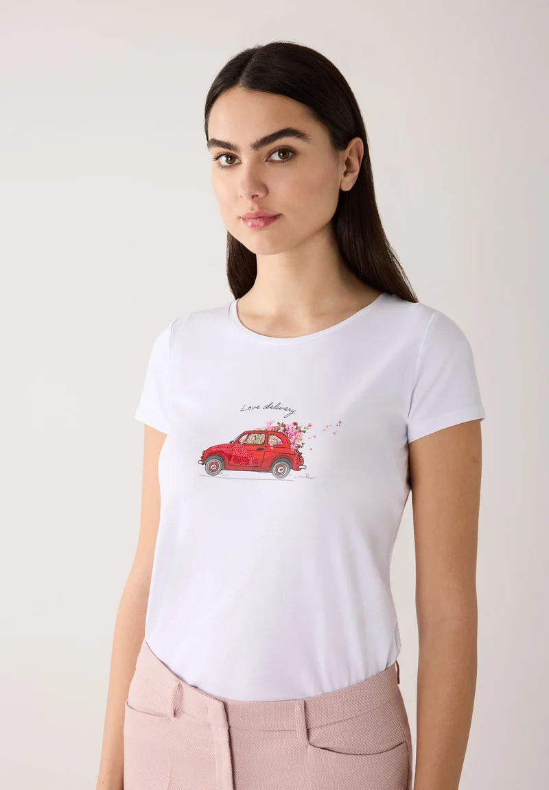 T-Shirt with Placement Print, white