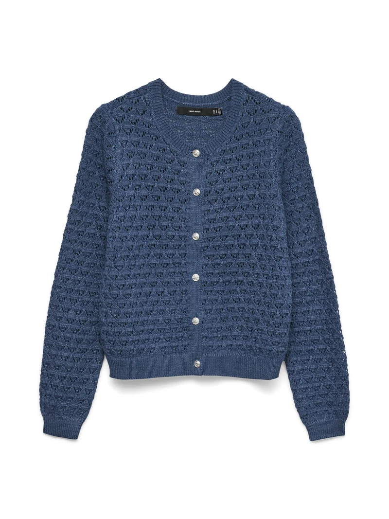VMJAQUELINE LS O-NECK CARDIGAN BOO, Dark Denim