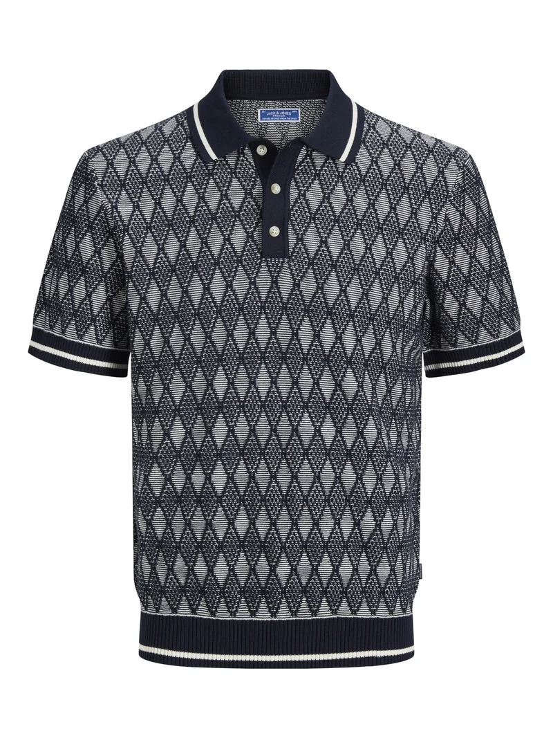 JPRBLUZACK STRUCTURE KNIT POLO SS L, Night Sky