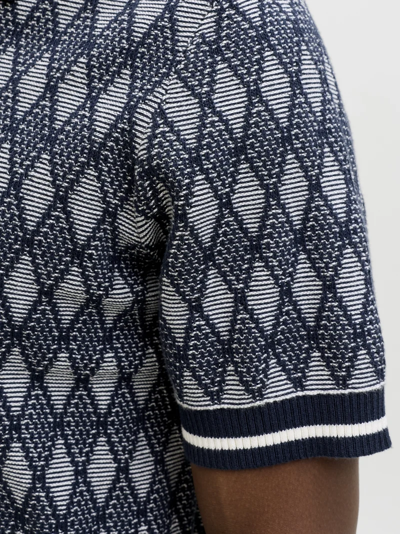 JPRBLUZACK STRUCTURE KNIT POLO SS L, Night Sky