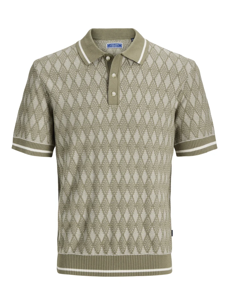 JPRBLUZACK STRUCTURE KNIT POLO SS L, Smokey Olive