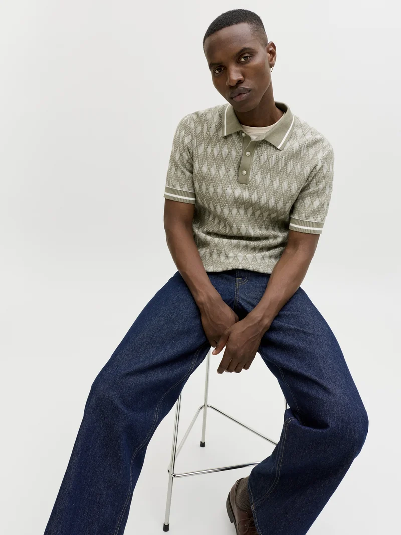 JPRBLUZACK STRUCTURE KNIT POLO SS L, Smokey Olive