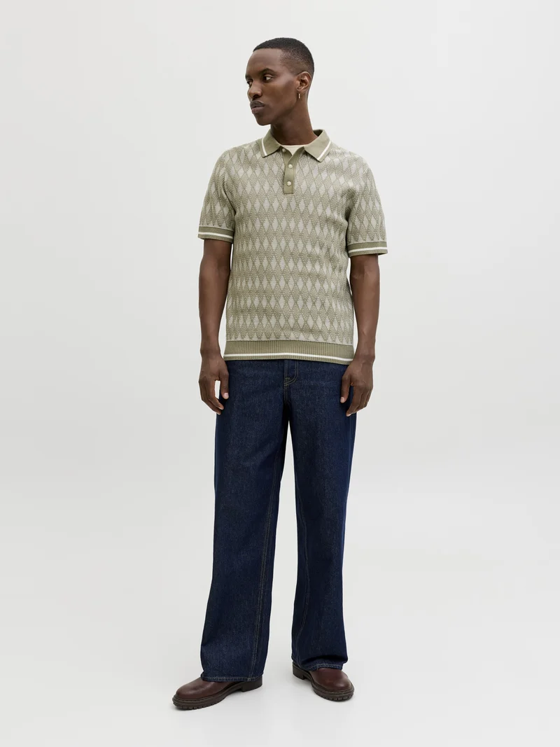 JPRBLUZACK STRUCTURE KNIT POLO SS L, Smokey Olive