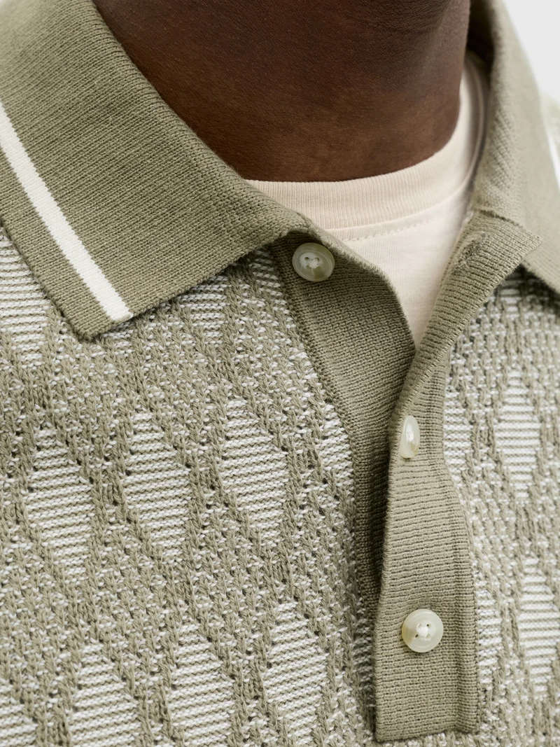 JPRBLUZACK STRUCTURE KNIT POLO SS L, Smokey Olive