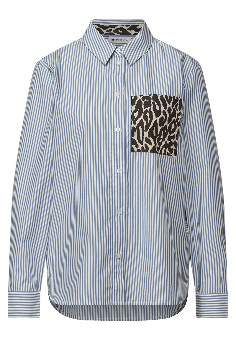Striped shirtcollar blouse w p, original blue