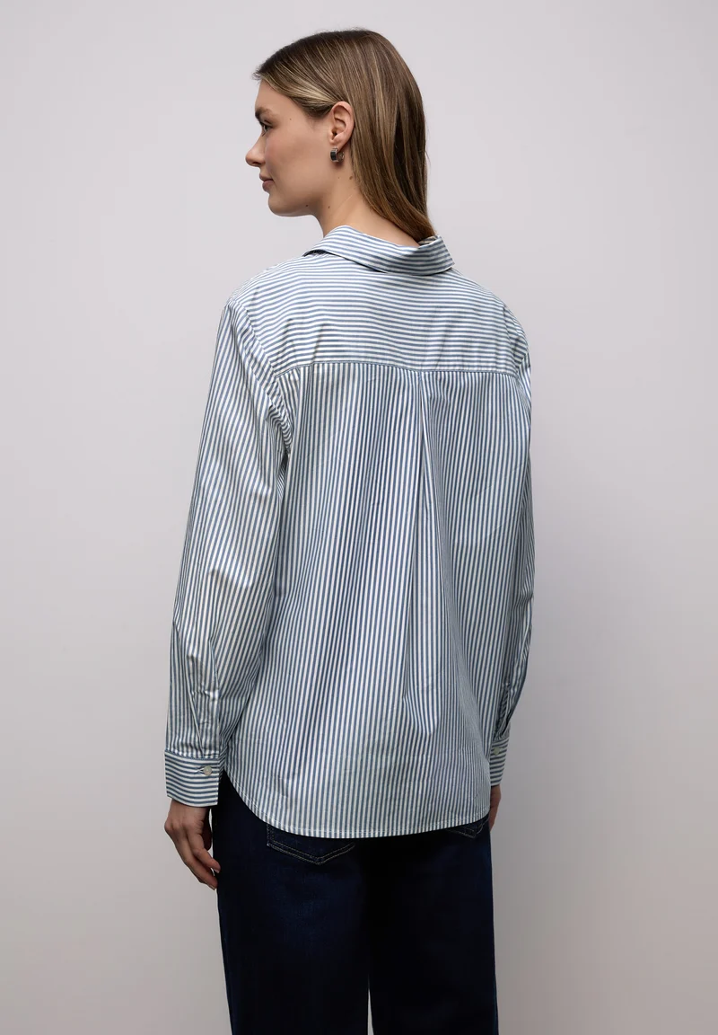 Striped shirtcollar blouse w p, original blue