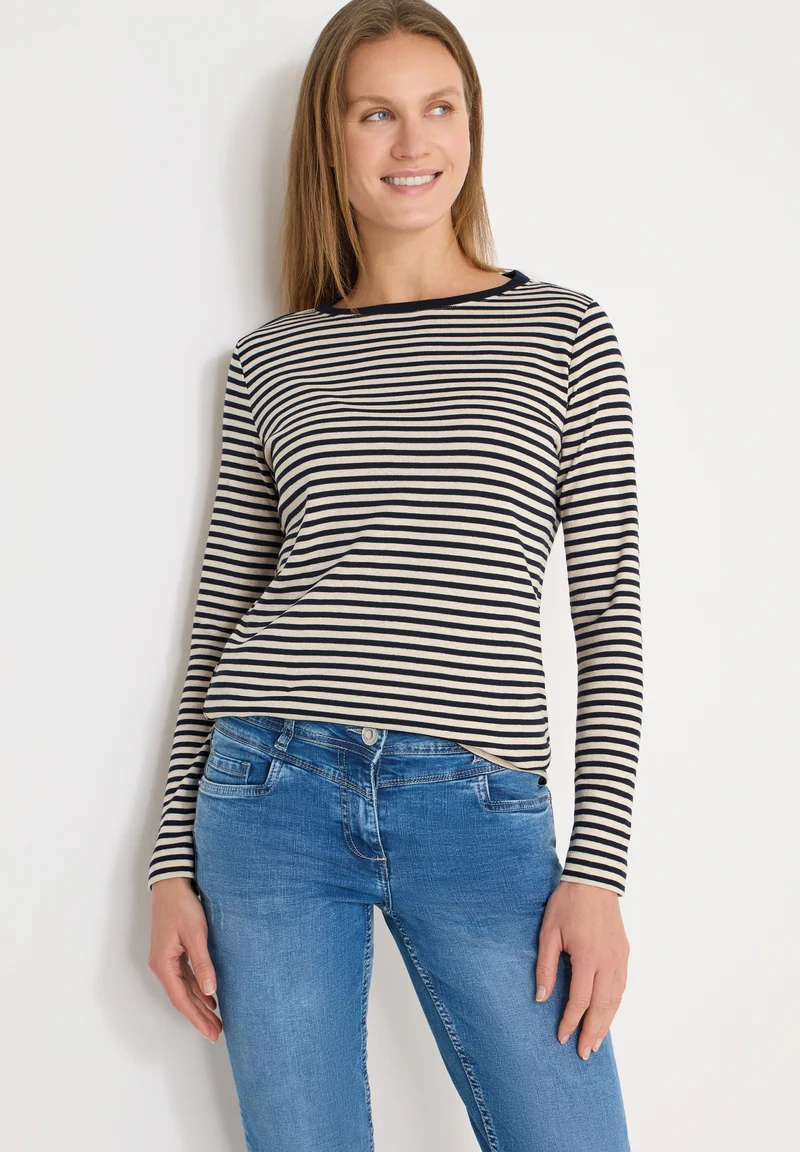 TOS Basic Melange Stripe T-Shi, universal blue