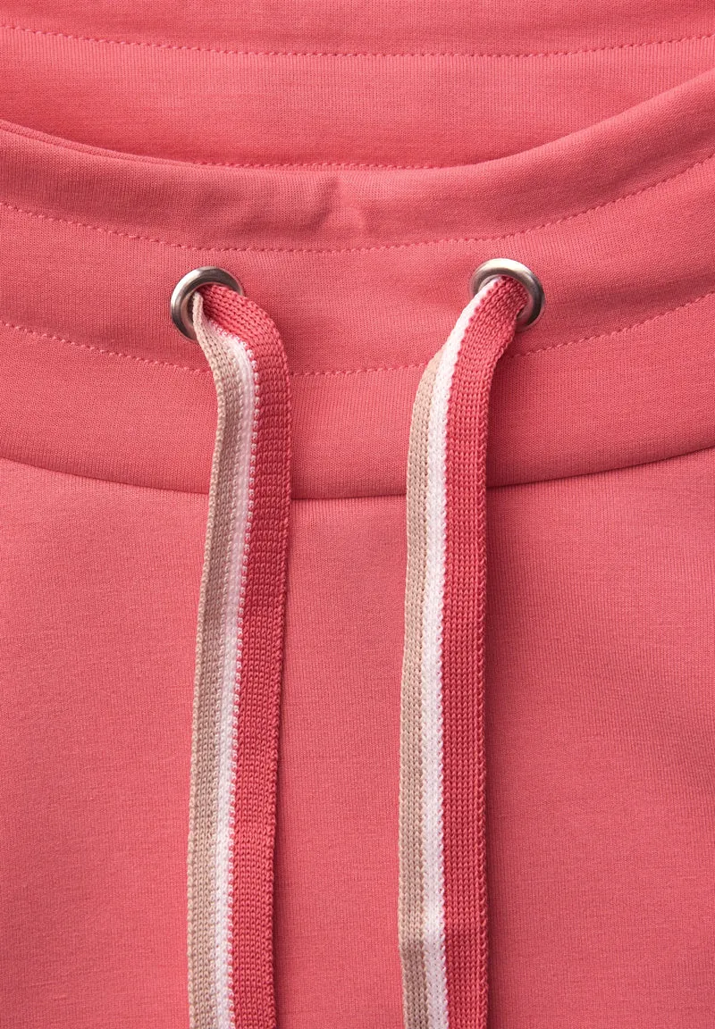 LTD QR silk look shirt w.strip, striking coral