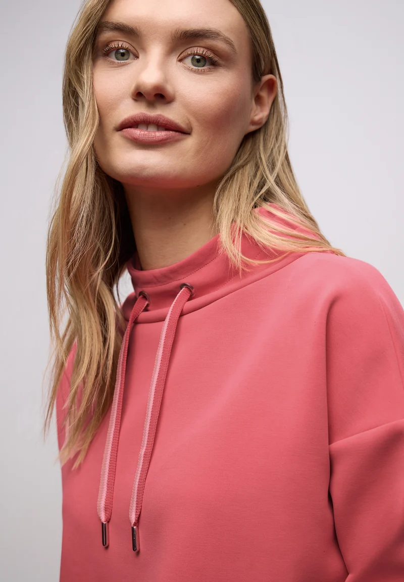 LTD QR silk look shirt w.strip, striking coral