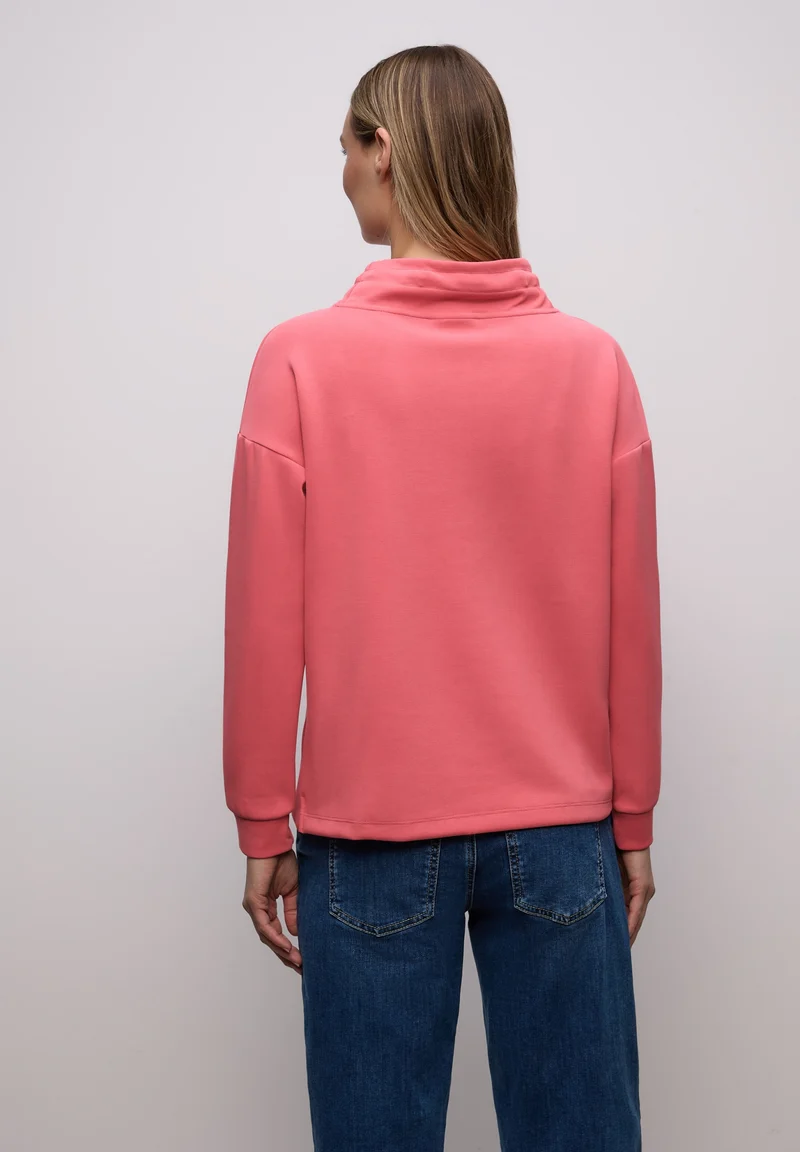 LTD QR silk look shirt w.strip, striking coral