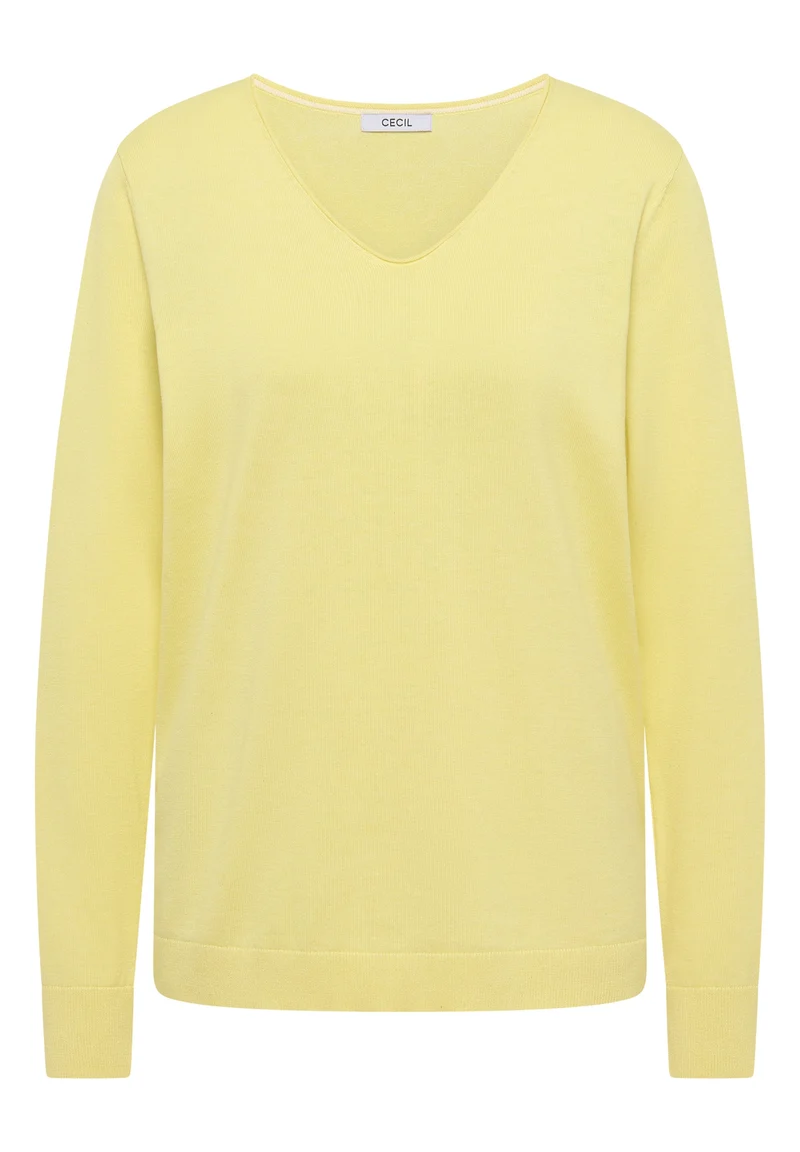 NOS_Basic V-Neck Pullover, iced yellow melange
