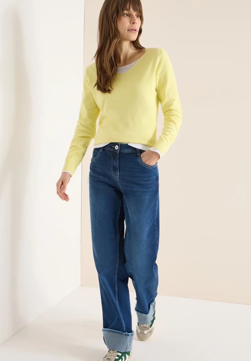NOS_Basic V-Neck Pullover, iced yellow melange