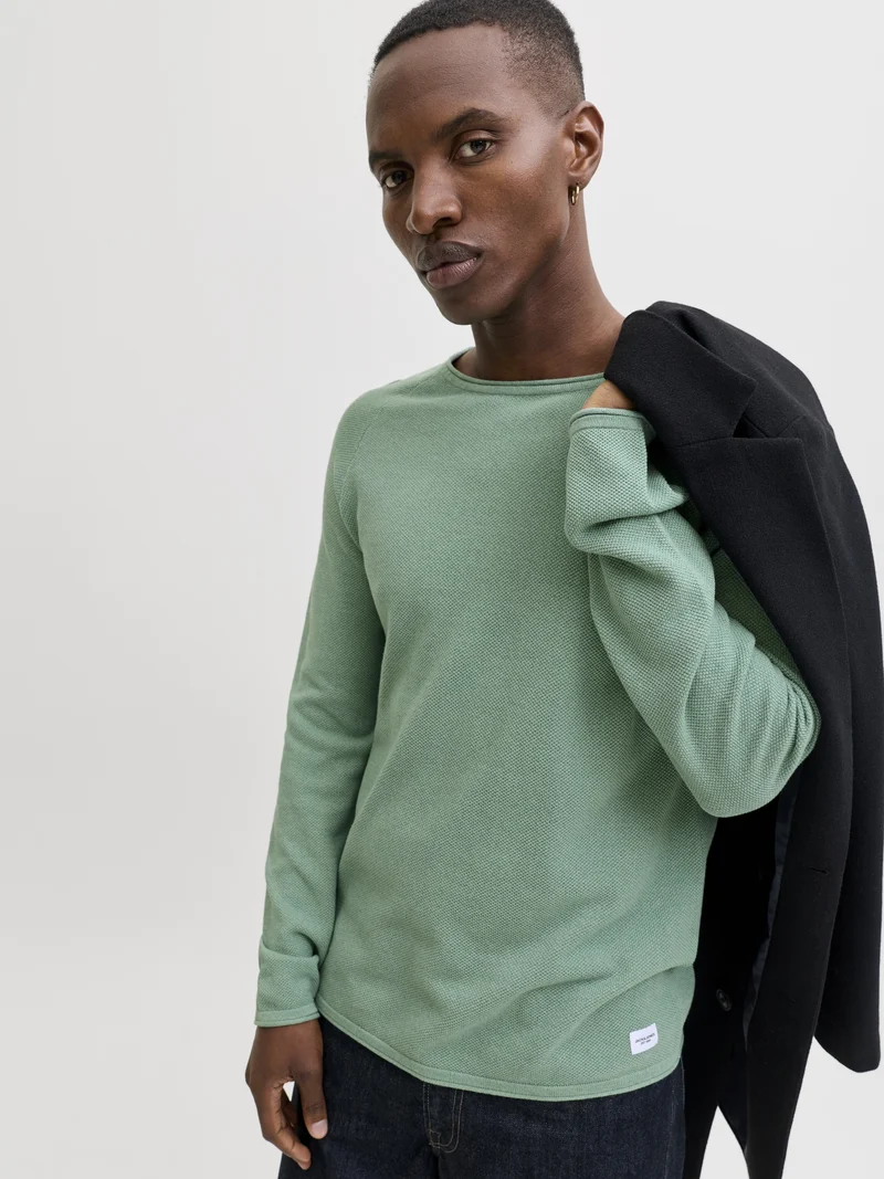 JJEHILL KNIT CREW NECK NOOS, Granite Green
