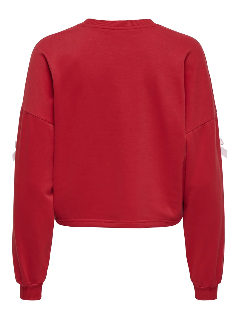 ONLJEDEITE L/S BOW BOX UB SWT, Barbados Cherry/Pale lilac bows