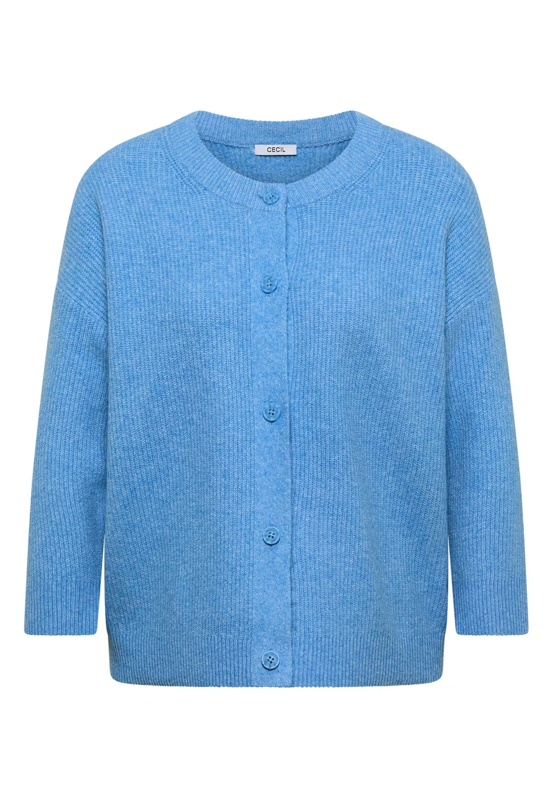 TOS_Short Cardigan, fountain blue melange