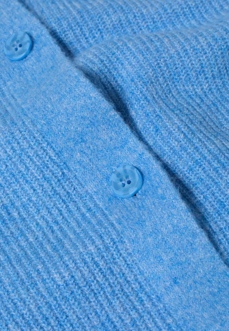 TOS_Short Cardigan, fountain blue melange