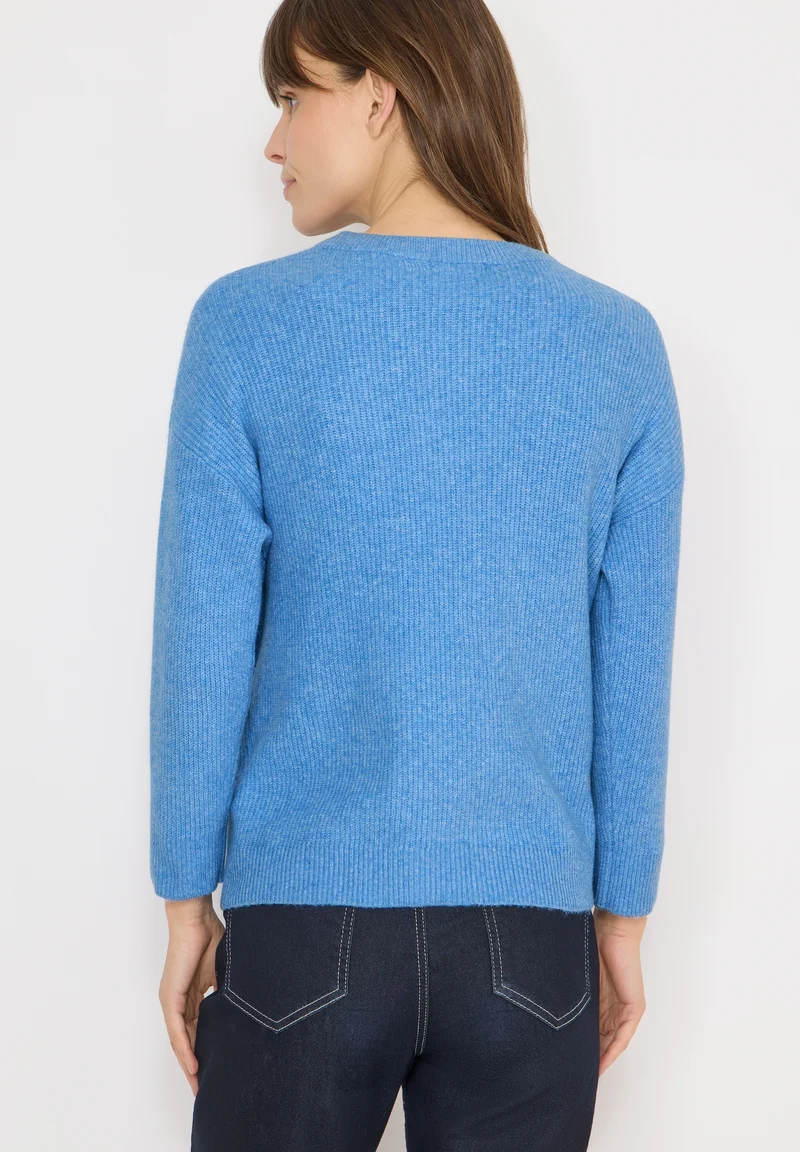 TOS_Short Cardigan, fountain blue melange