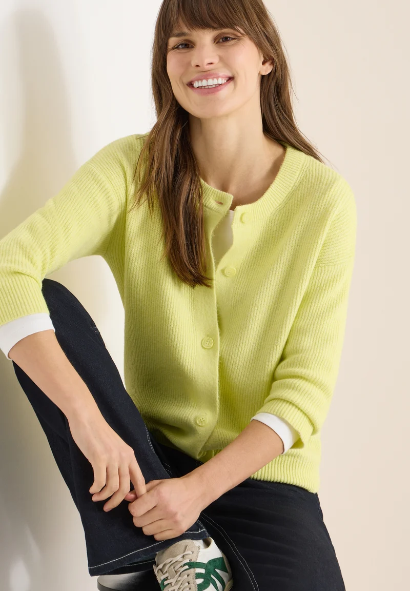 TOS_Short Cardigan, iced yellow melange