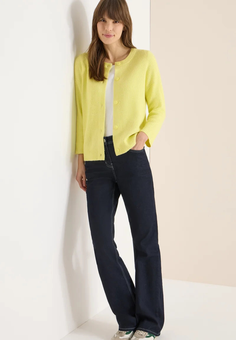 TOS_Short Cardigan, iced yellow melange