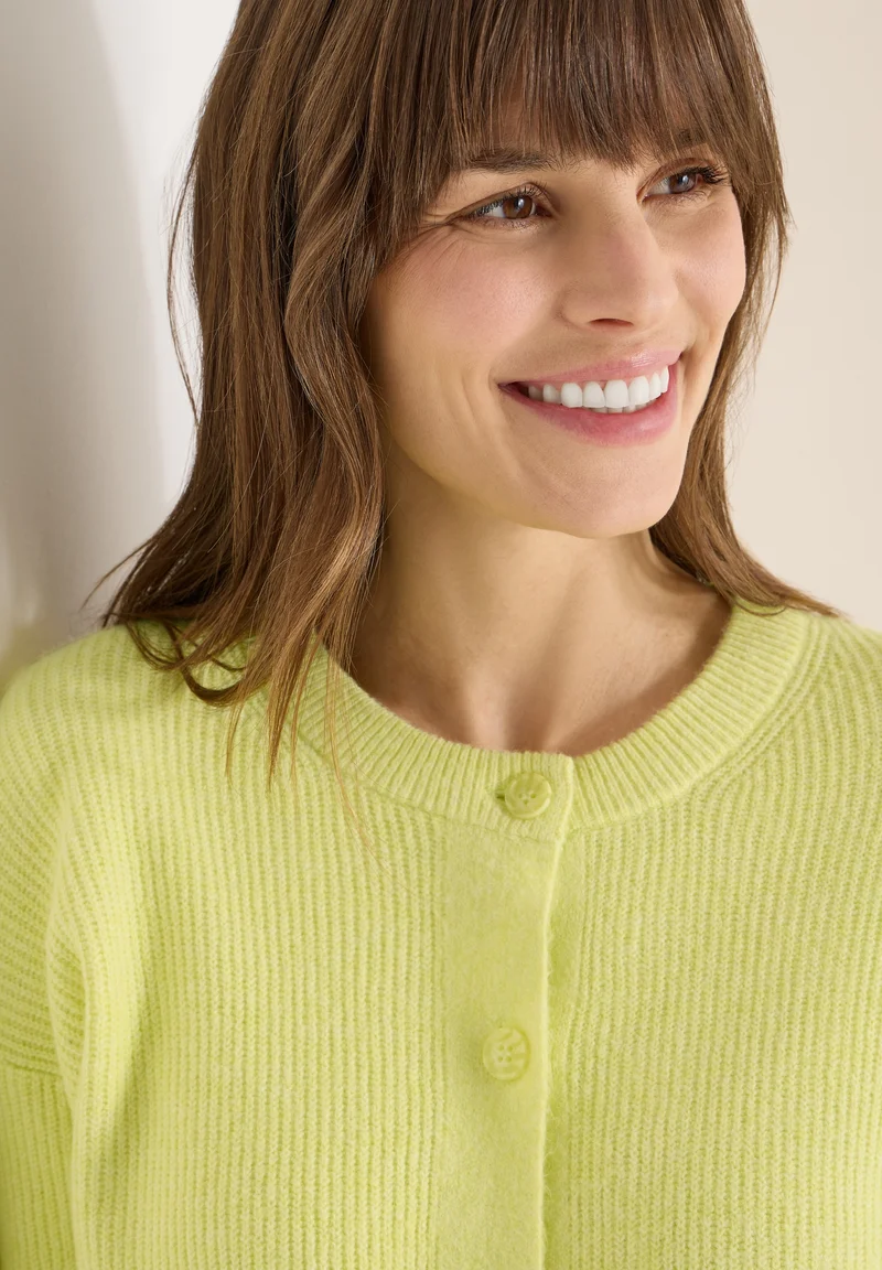 TOS_Short Cardigan, iced yellow melange