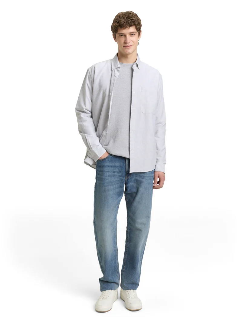 relaxed striped shirt, white small stripe