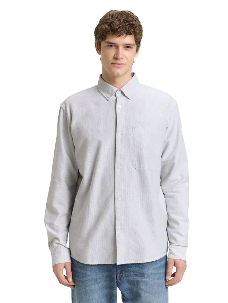relaxed striped shirt, white small stripe