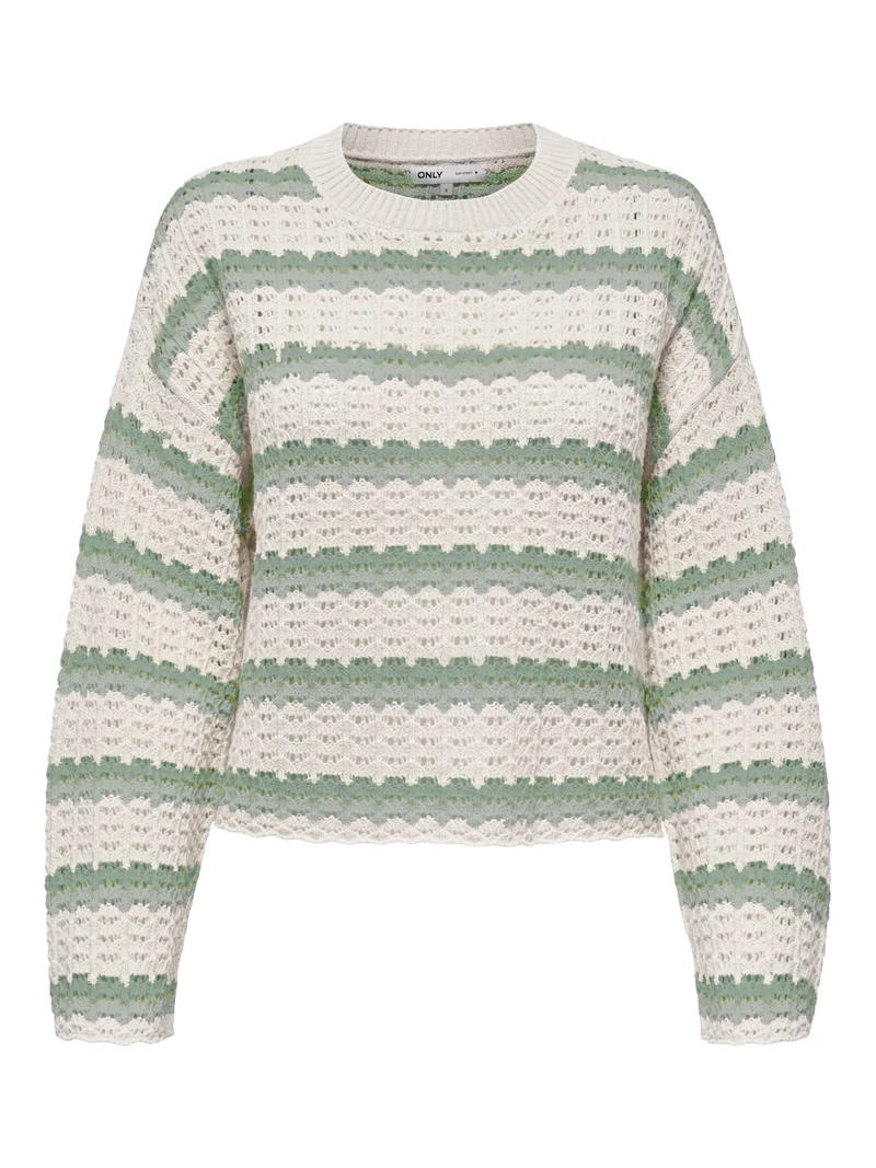 ONLASA LS O-NECK KNT NCA, Birch/Laurel Wreth/Jadeite