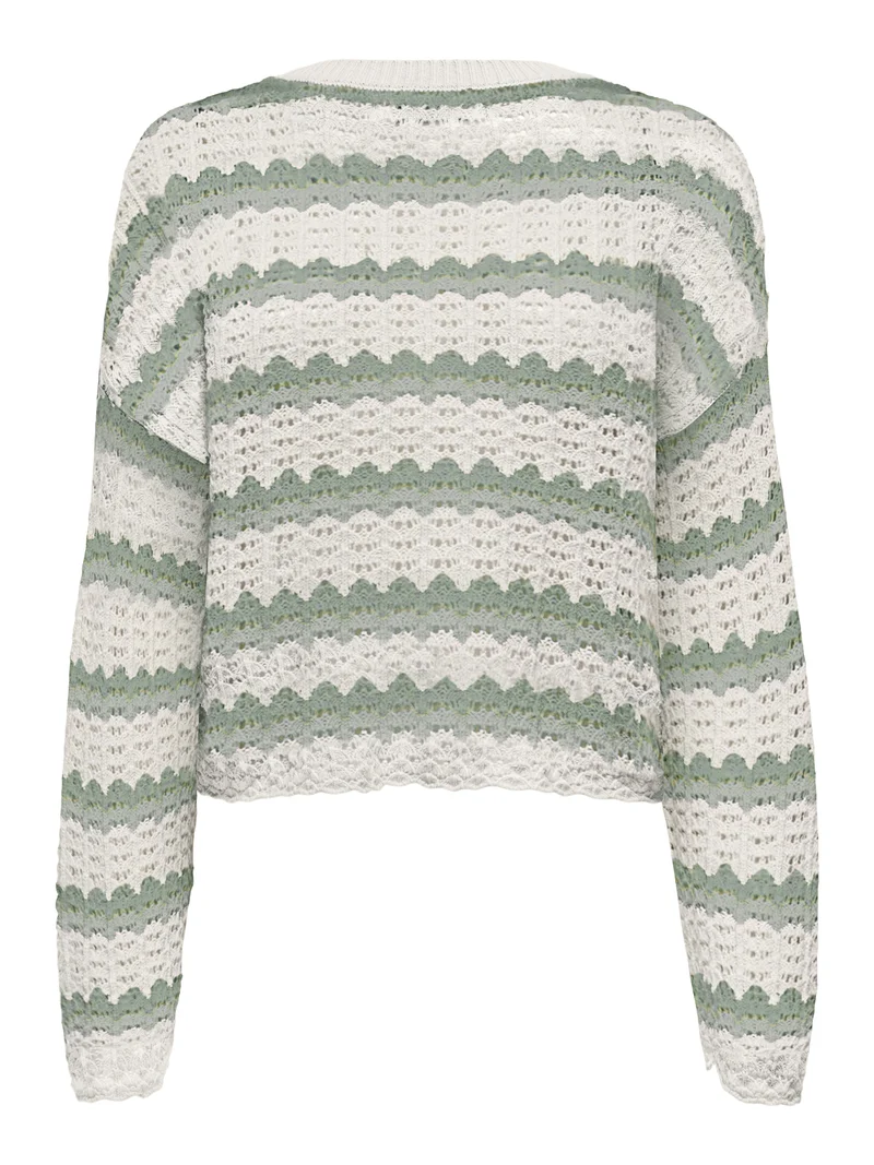 ONLASA LS O-NECK KNT NCA, Birch/Laurel Wreth/Jadeite